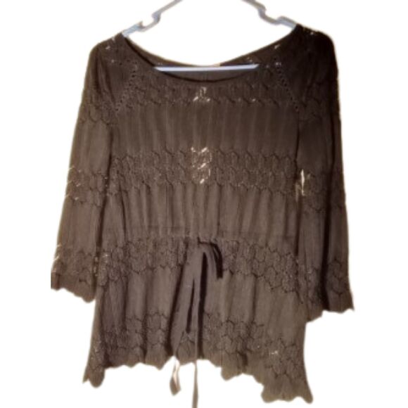 Free People Women's Size XSmall Black Top With Lace Panals - Picture 1 of 5